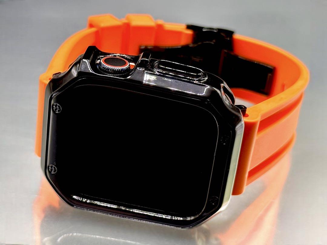 オレンジブラック★アップルウォッチバンド ラバーベルト Apple Watch