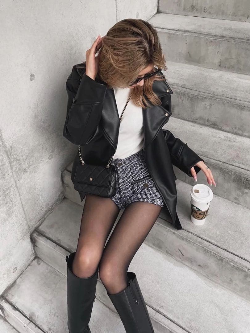 DIANTÉ BIG COLLAR ECO LEATHER JACKET