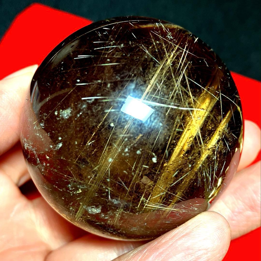 50mm ゴールドルチルクォーツ 丸玉 スフィア 金針水晶 50mm ゴールドルチルクォーツ 丸玉 スフィア 金針水晶