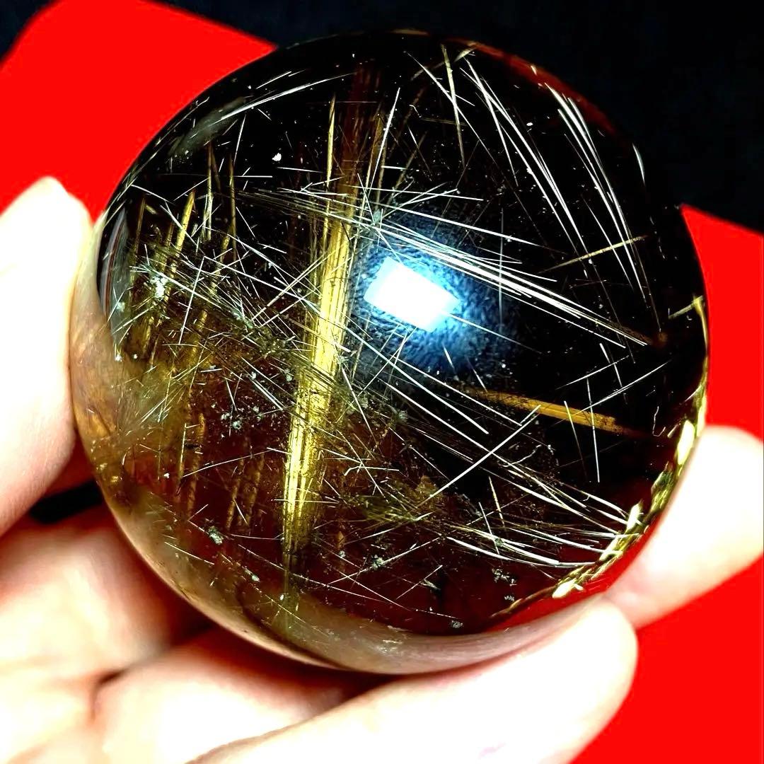 50mm ゴールドルチルクォーツ 丸玉 スフィア 金針水晶 50mm ゴールドルチルクォーツ 丸玉 スフィア 金針水晶