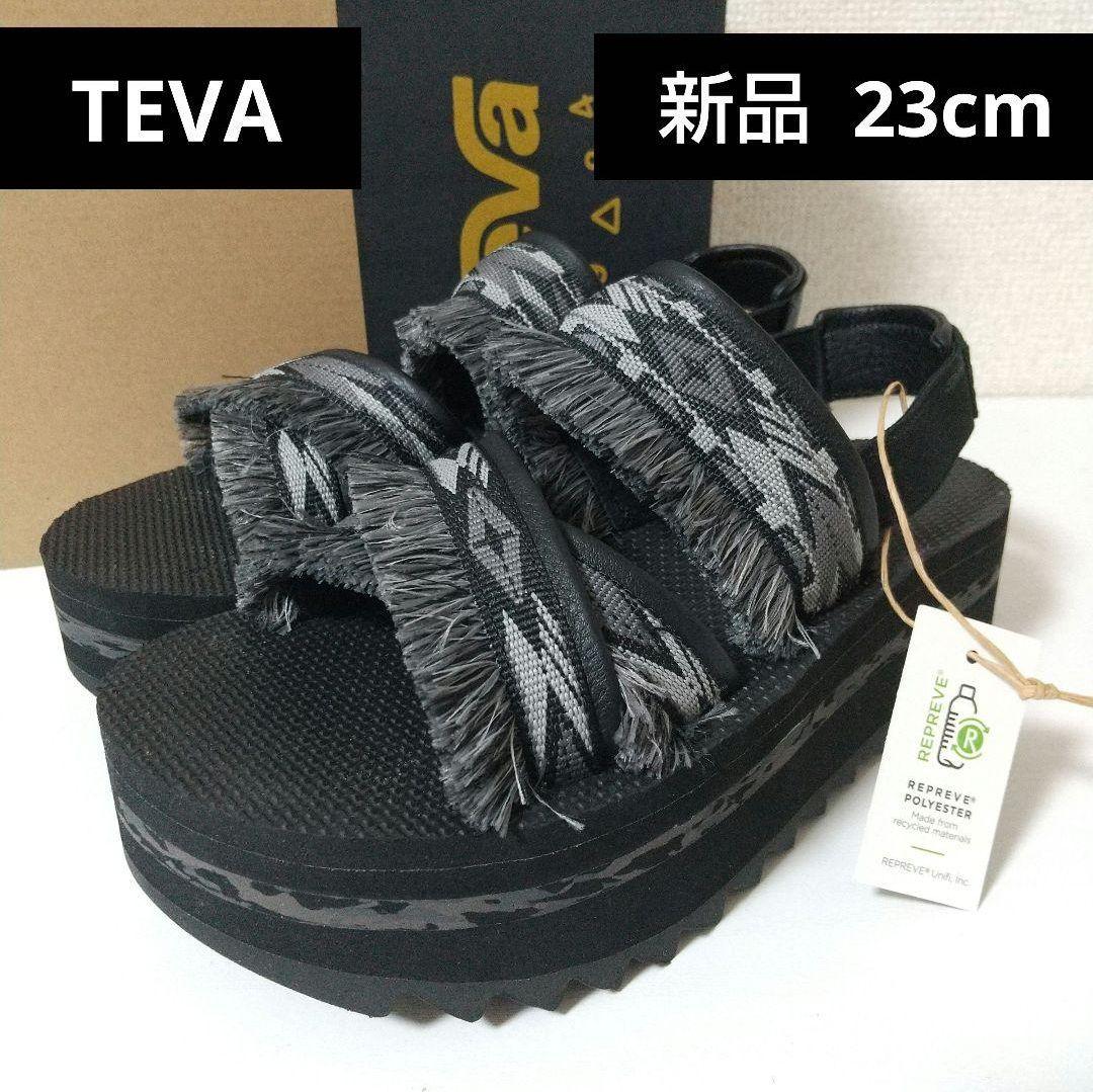 新品 TEVA サンダル 黒 23cm 厚底 emmi