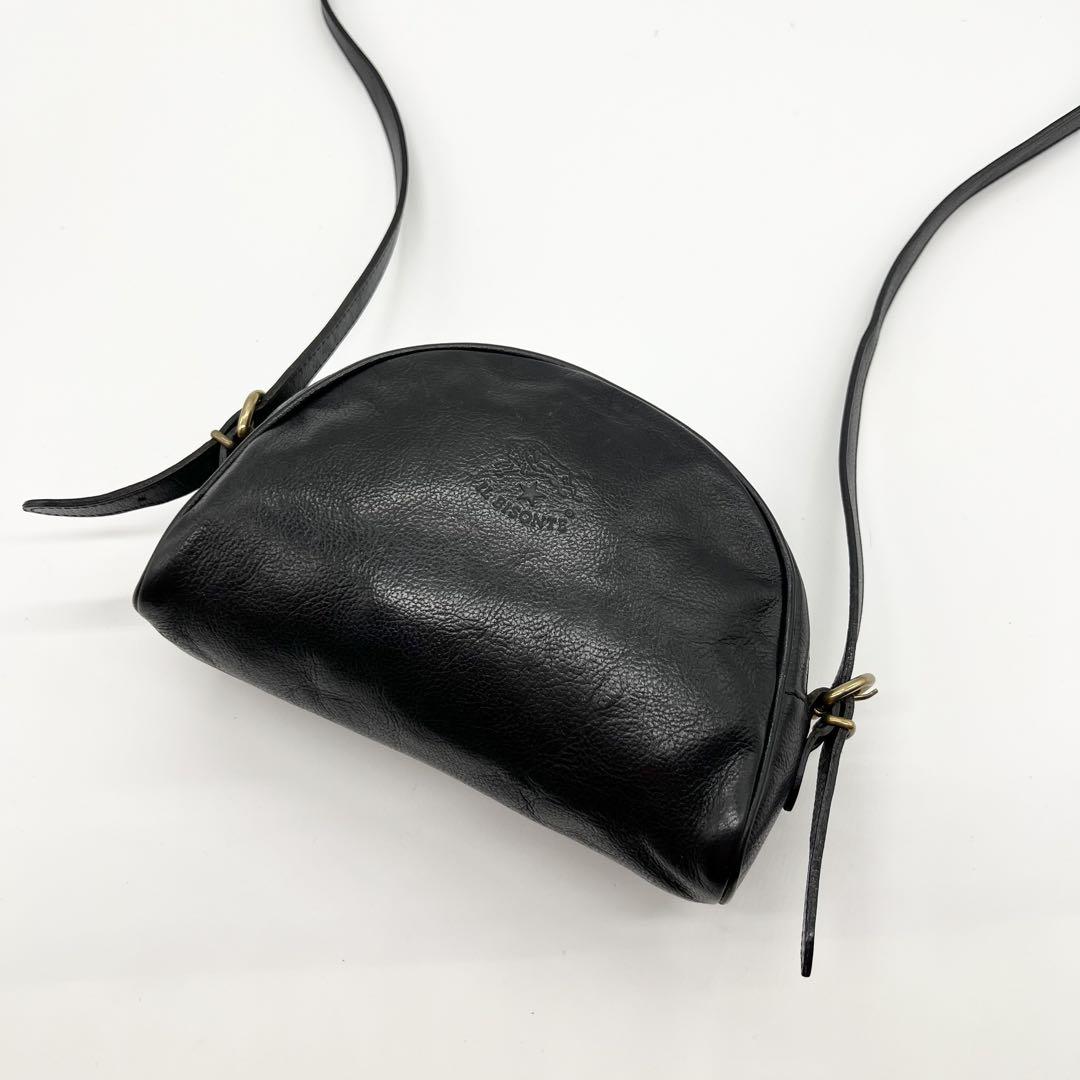 極美品✨イルビゾンテ　ショルダーバッグ　ハーフムーン　レザー　ブラック