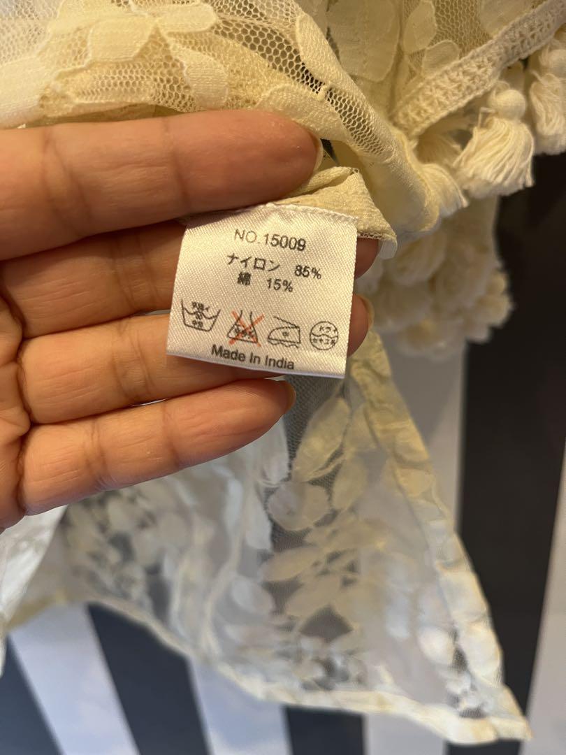 Velnica クリーム色 レースチュニック 半袖