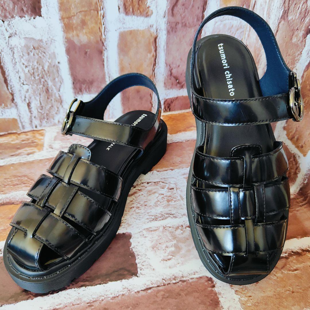 【未使用】tsumori chisato WALK（22.5）グルカサンダル　黒
