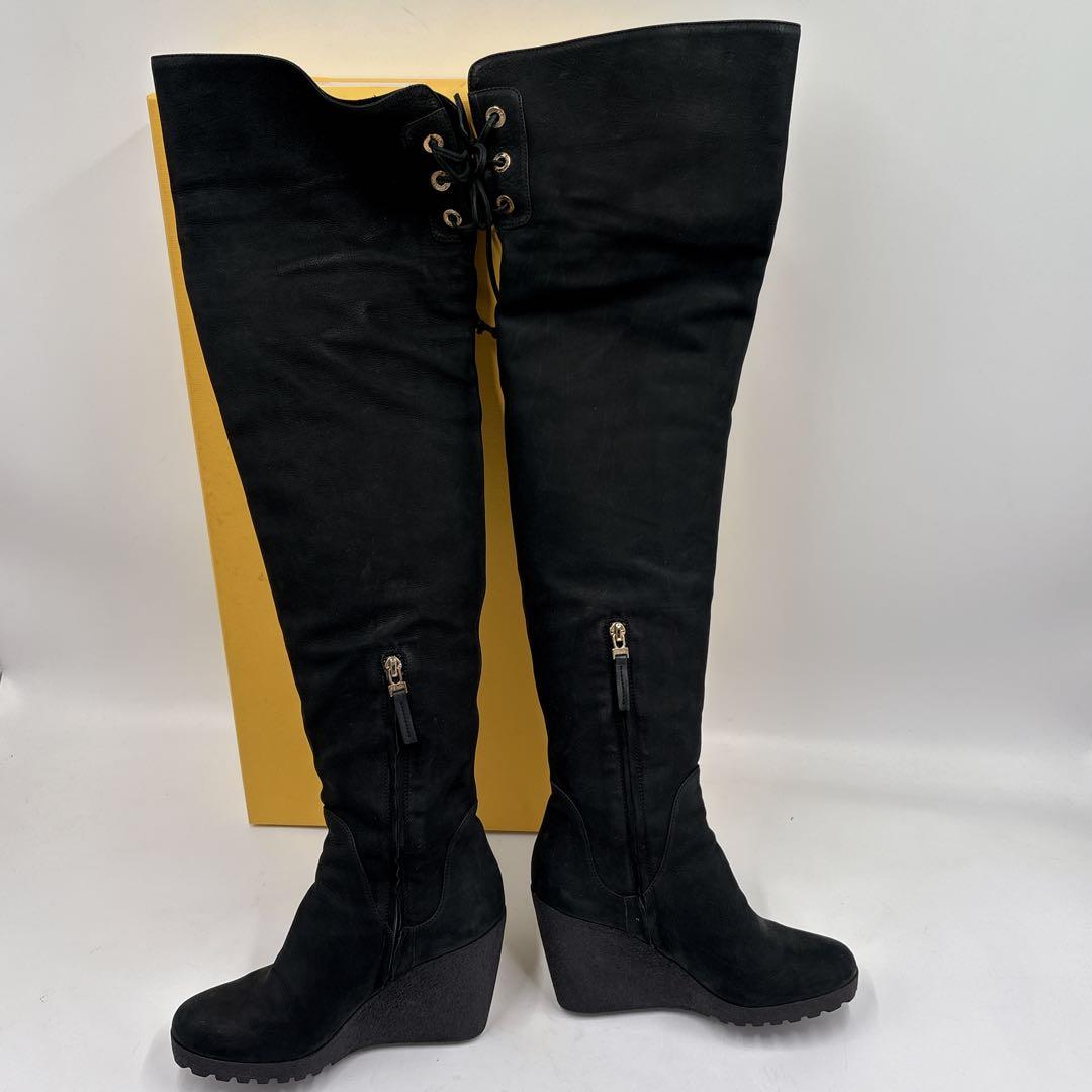 【超希少】Fendi ロングブーツ　ニーハイ　ヌバックブラック　34