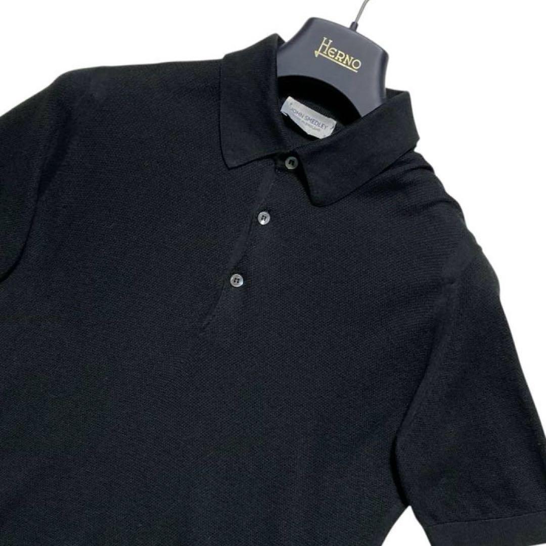 美品 JOHN SMEDLEY シーアイランドコットン 鹿の子 ポロシャツ 黒 良品 JOHN SMEDLEY シーアイランドコットン 鹿の子 ポロシャツ 黒