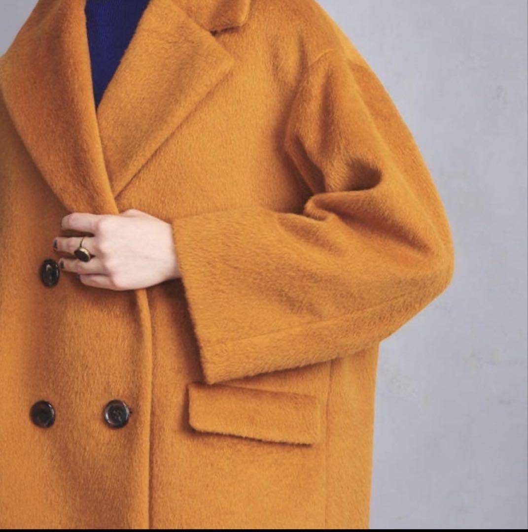 極美品 UNITED ARROWS アンゴラ シャギー ハーフ コート ブラック
