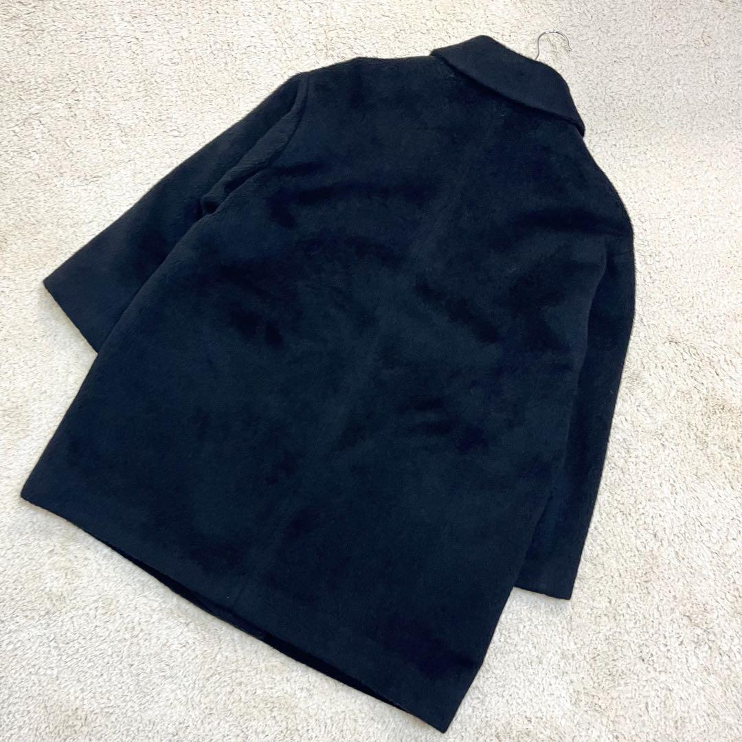 極美品 UNITED ARROWS アンゴラ シャギー ハーフ コート ブラック