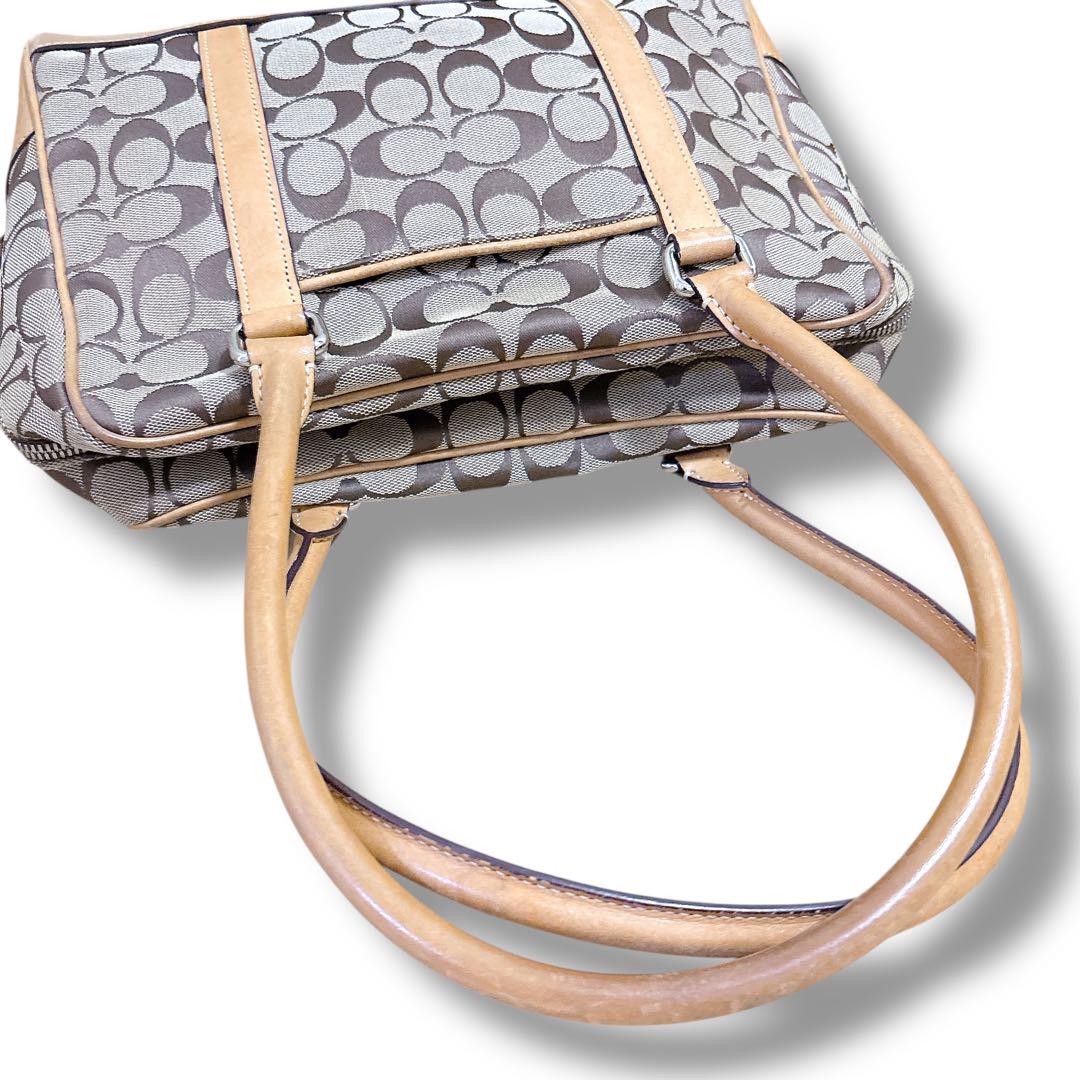 COACH コーチ トートバッグ シグネチャー キャンバス キャメル レザー COACH コーチ トートバッグ シグネチャー キャンバス キャメル