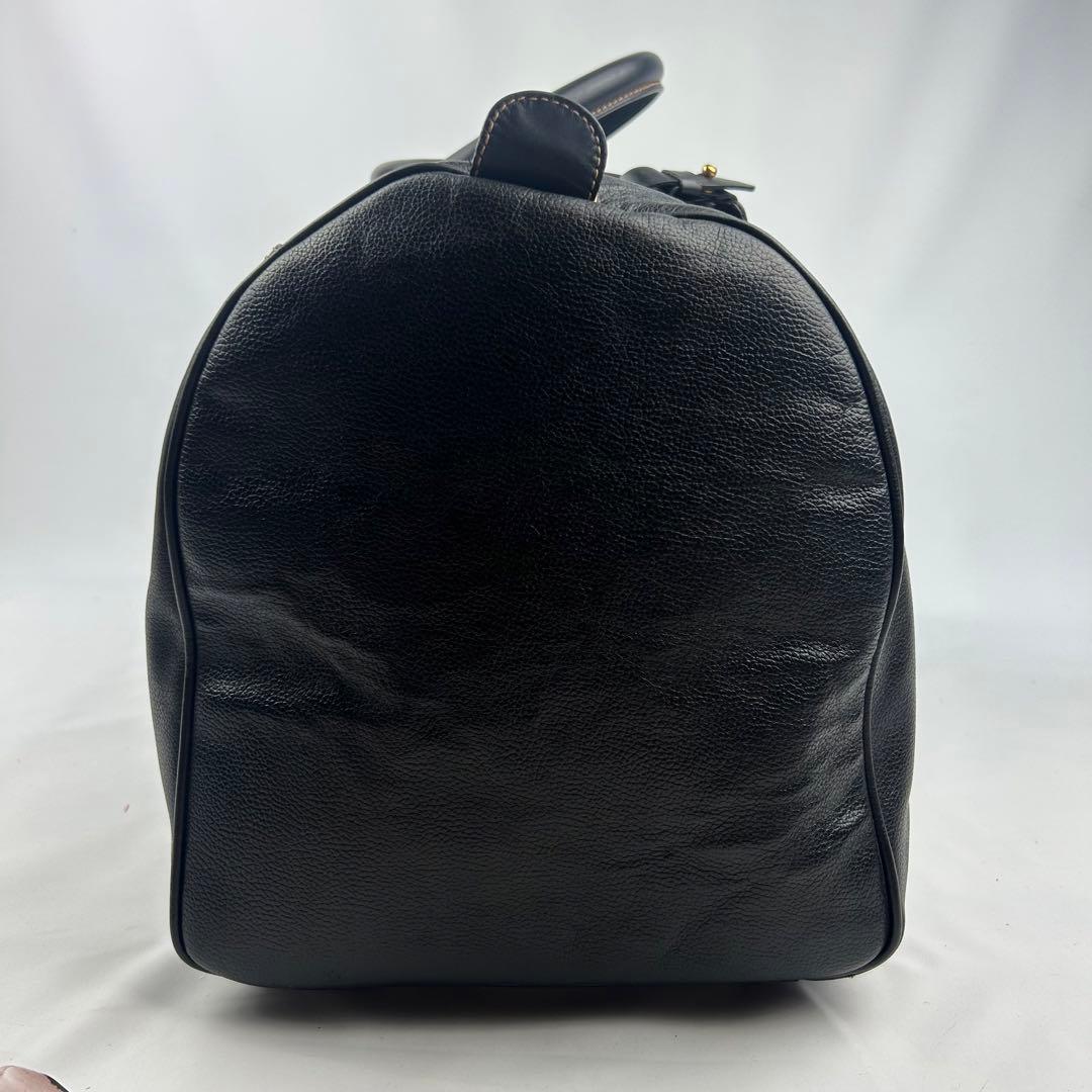 【美品】ダンヒル　ボストンバッグ　レザー　ロゴ金具　デカボストン　黒　旅行バッグ