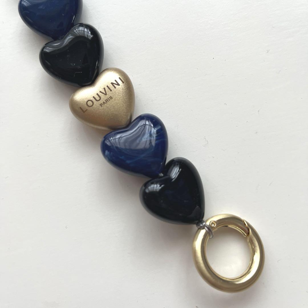LOUVINI ハンドストラップ　PETIT CUORE　BLACK-NAVY