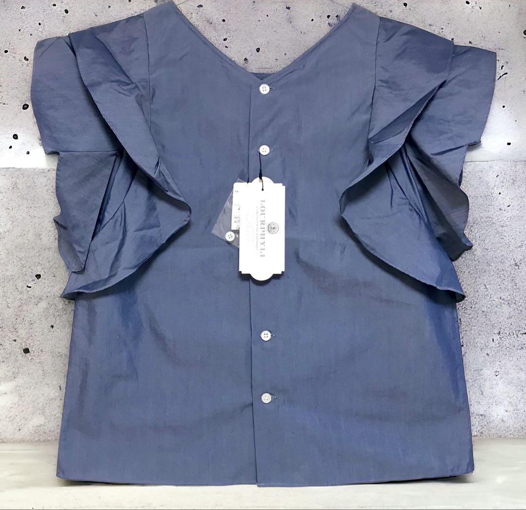 新品 LOURPHYLI 肩フリルブラウス ロアフィリー ネイビー