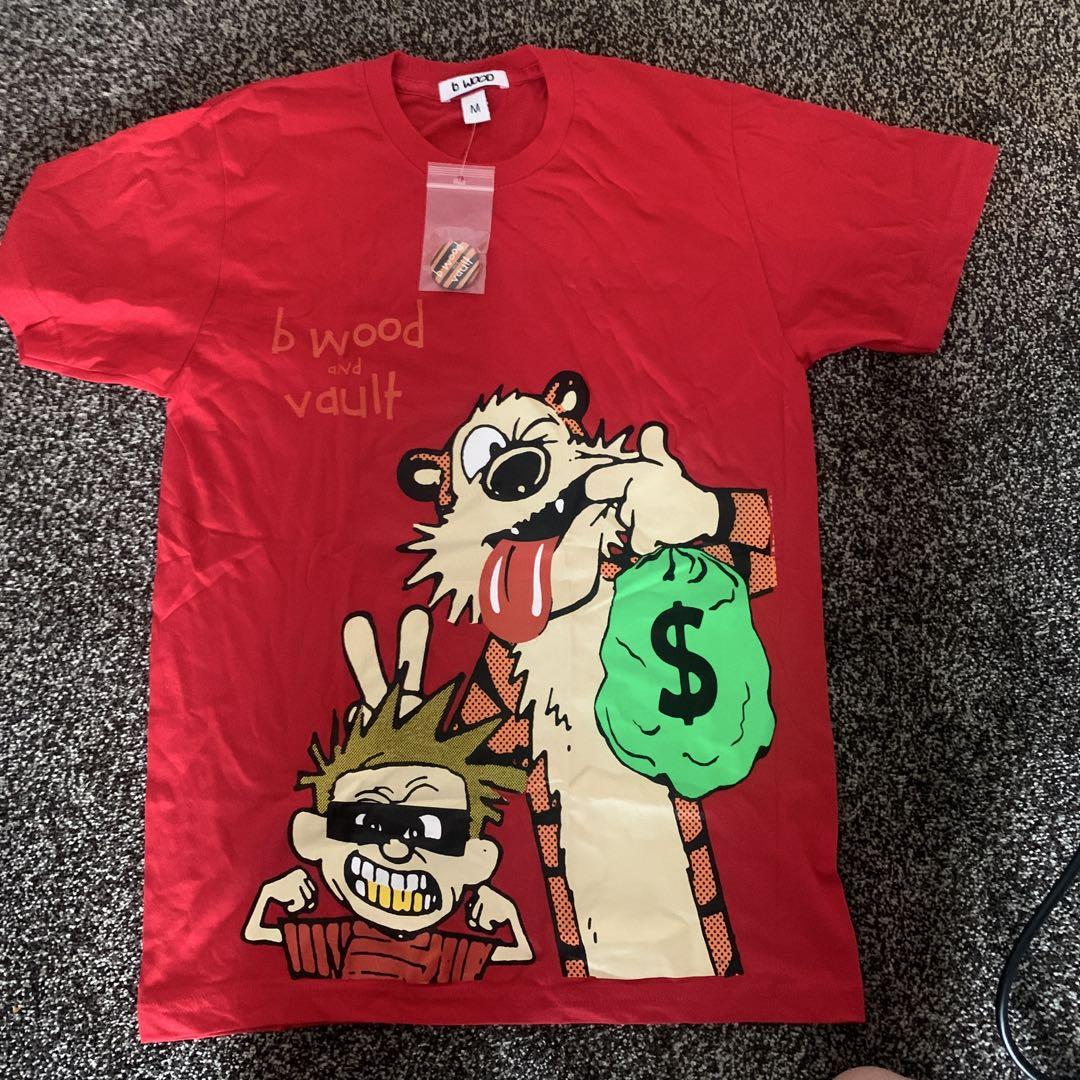 b wood キャラクターTシャツ M レッド