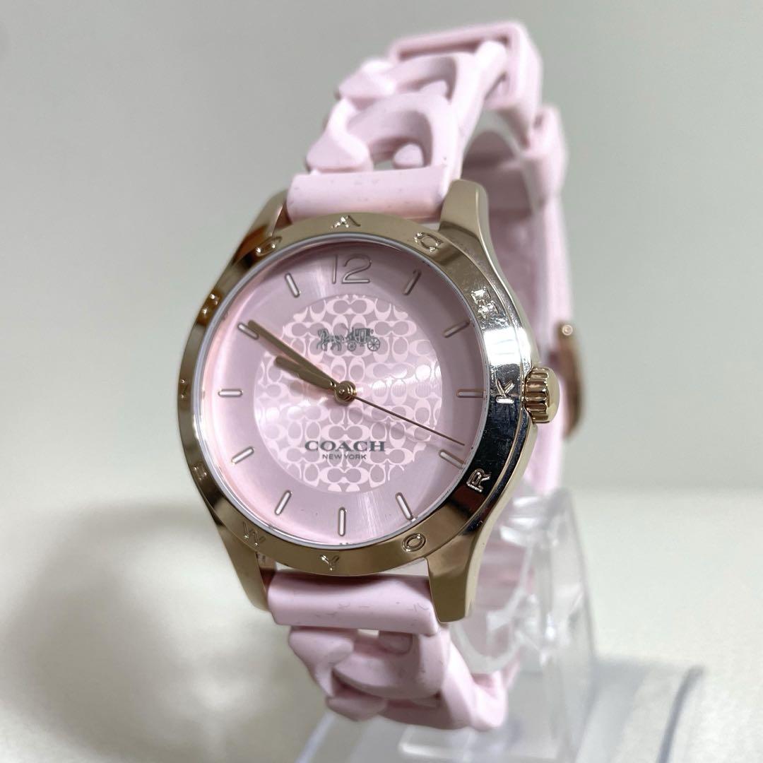 COACH ピンク アナログ時計 COACH コーチ クォーツ腕時計 アナログ シグネチャー ピンク