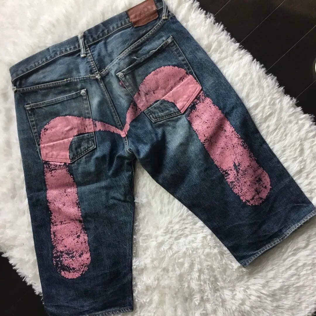 EVISU No.2 2000 ピンク　大黒　日本製　虎耳　ハーフパンツ　W36