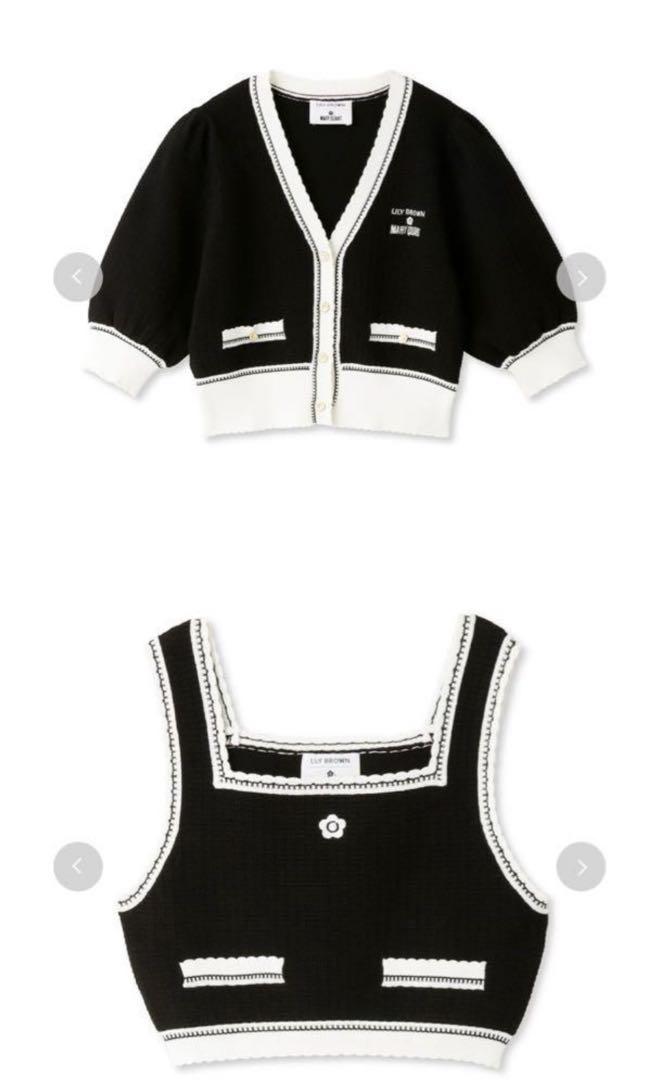LILY BROWN×MARY QUANTカーディガン、ビスチェセット BLK