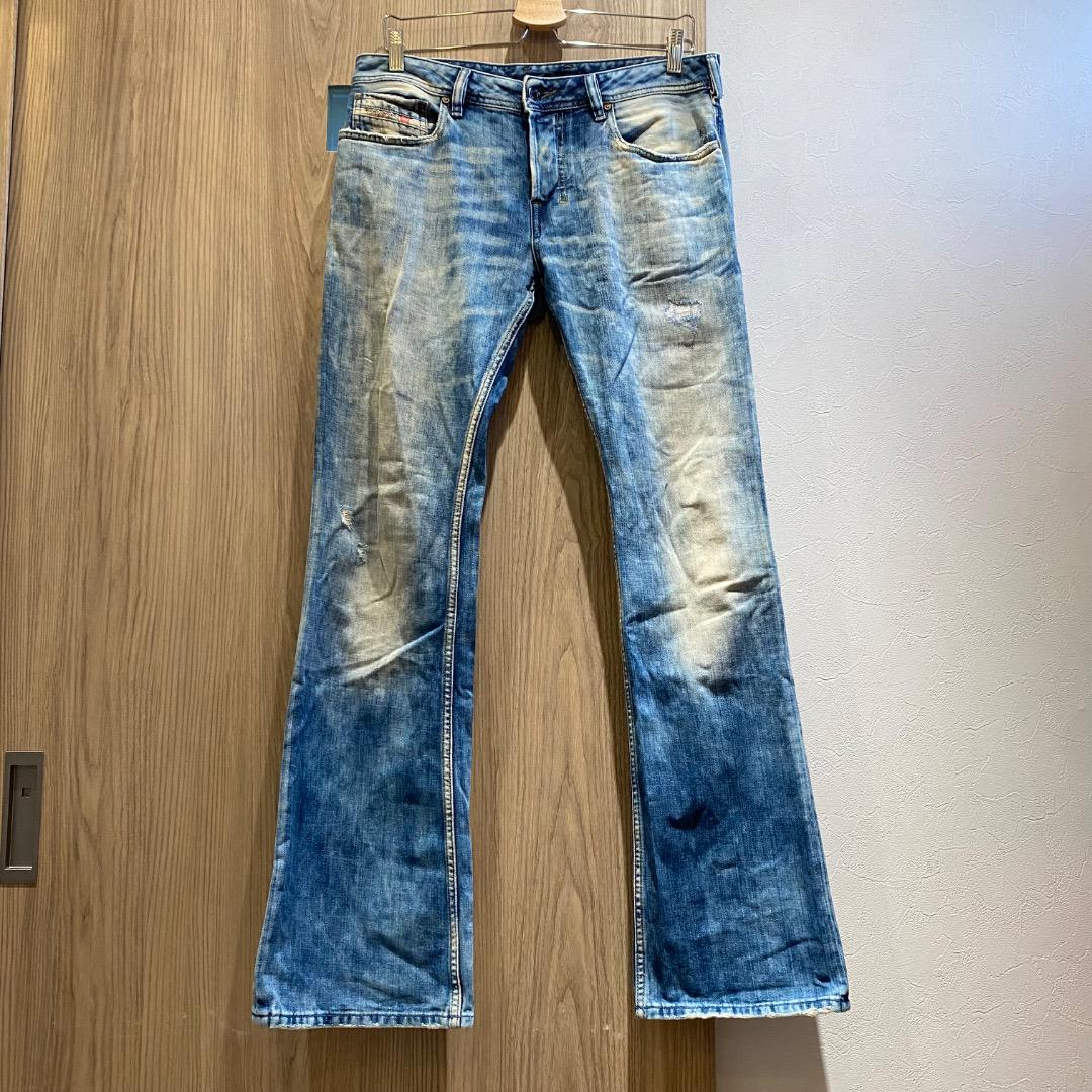 DIESEL イタリア製 W30 y2k ボタンフライ 色落ち フレアデニム