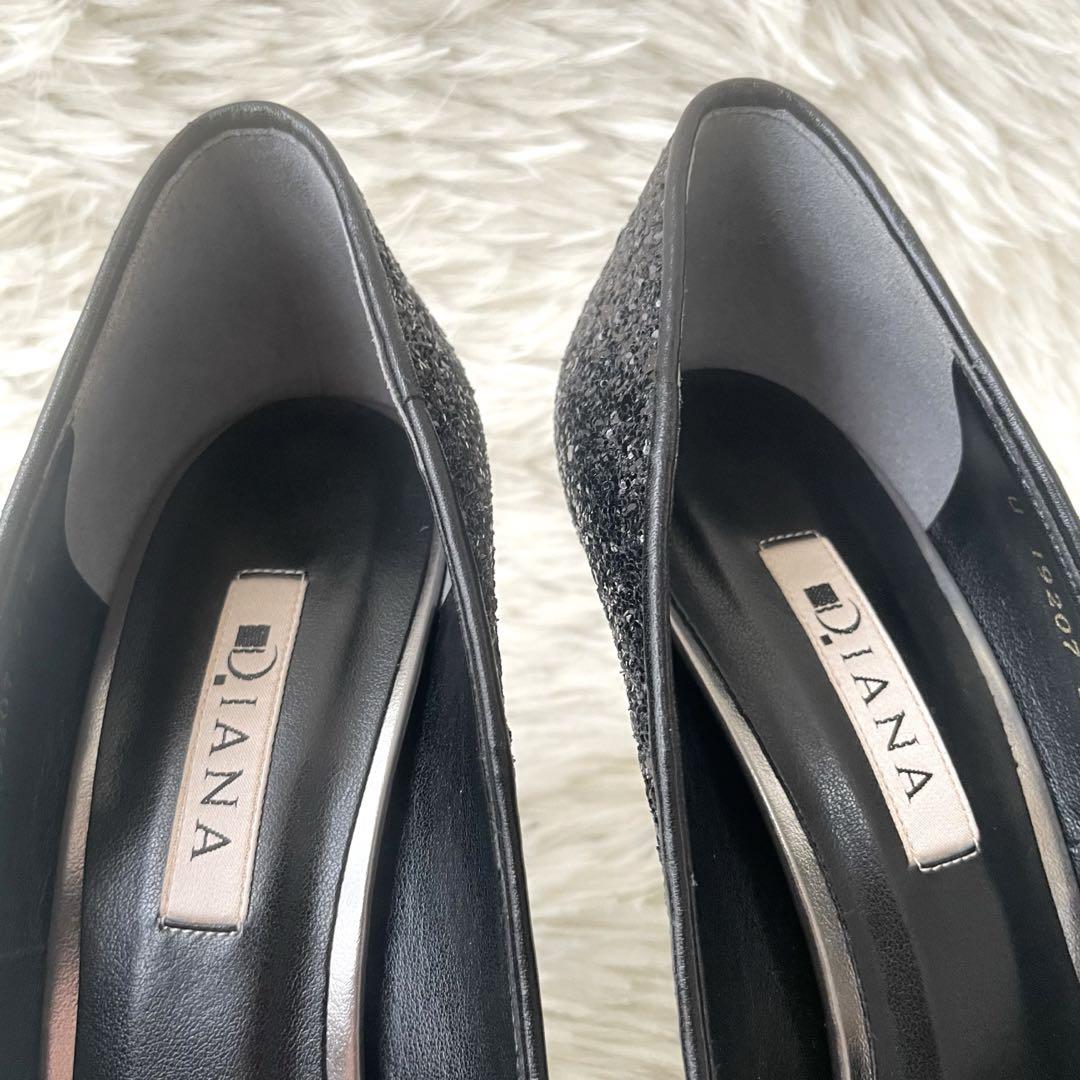 DIANA グリッターハイヒール　パンプス　ブラック　24.5㎝　結婚式　二次会 DIANA グリッターハイヒールパンプスブラック24.5㎝結婚式二次会