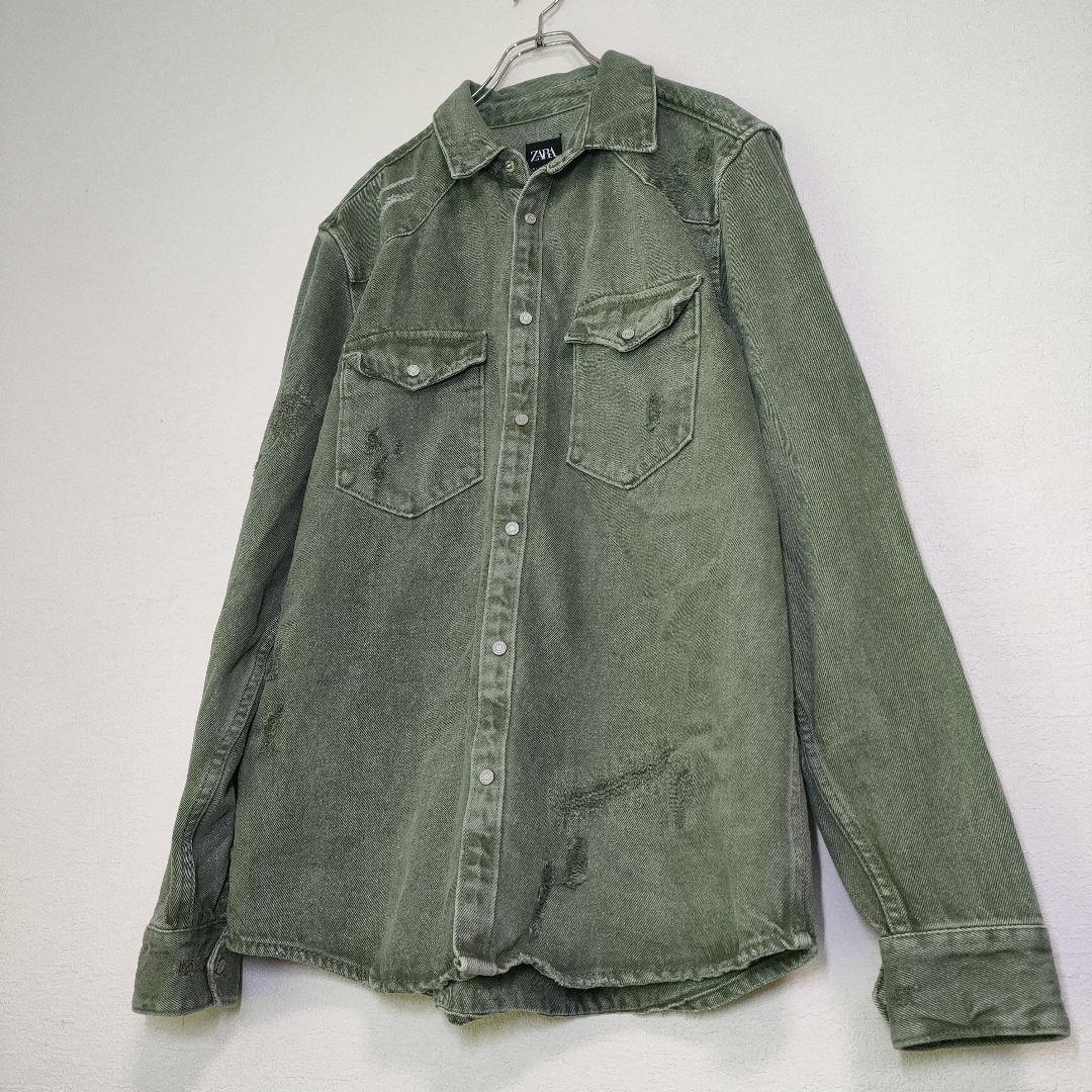 ダメージ加工デニムジャケット - ブルー/グリーン | ZARA Japan
