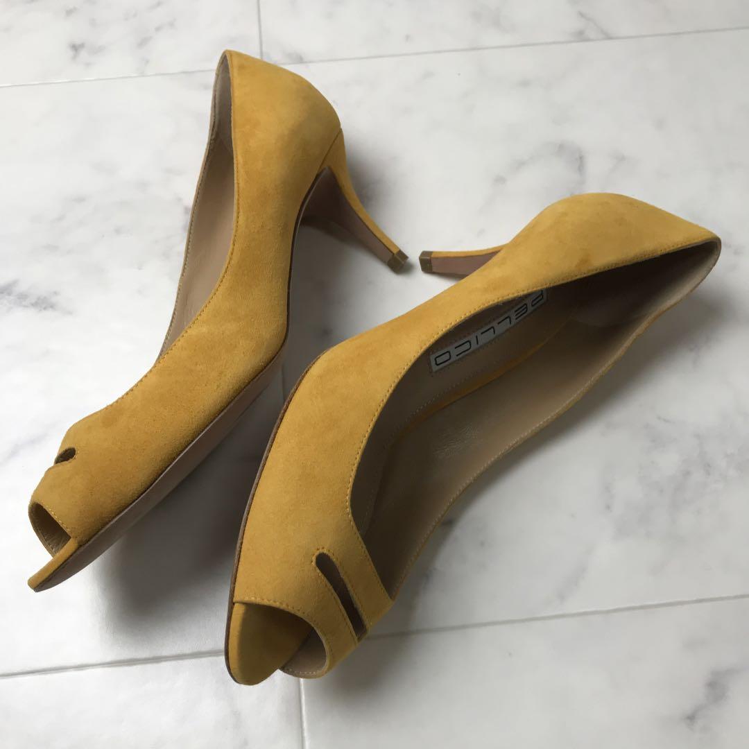 美品　PELLICO スウェード パンプス オープントゥ 38 美品 PELLICO スウェード パンプス オープントゥ 38