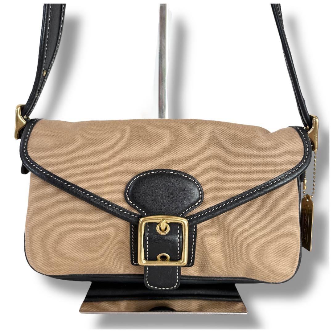 COACH コーチ ソーホー キャンバス×レザー ショルダーバッグ 黒 ベージュ COACH コーチ ソーホー キャンバス×レザー ショルダーバッグ 黒 ベージュ