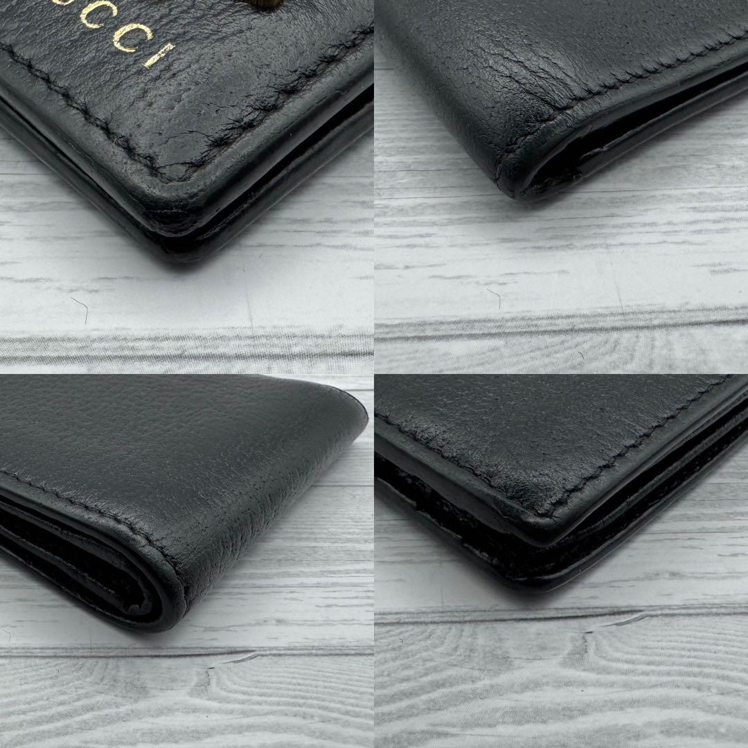 【美品】GUCCI　 二つ折り財布　 アニマリエ　ビー　蜂　レザー　ブラック