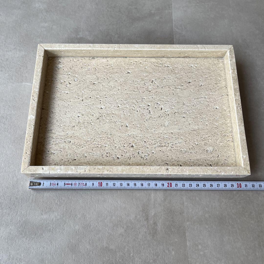【10％OFF】 天然大理石 レクタングル トラバーチン トレイ 小物入れ 小物入れ