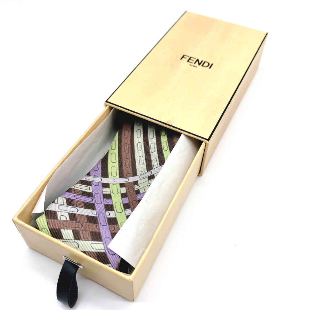 FENDI　フェンディ　シルク　 リボンスカーフ　ラッピー　モーヴピンク