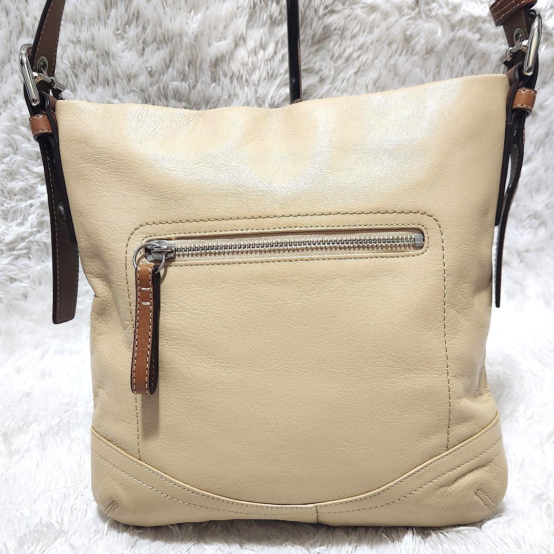 COACH コーチ オールレザー ショルダーバッグ ベージュ 斜め掛け