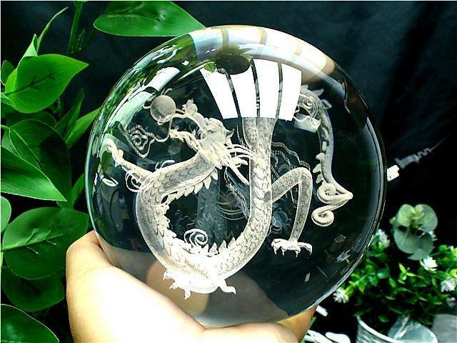 最も優遇 約:150mm 4470g超綺麗☆龍入りK9水晶丸玉B84B1/143B143D 置物 置物