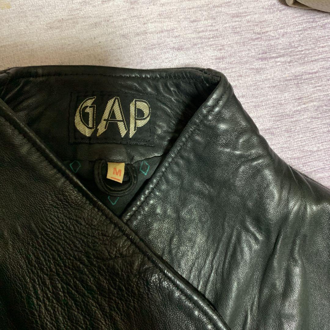 80' GAP レザージャケット 黒レディースM