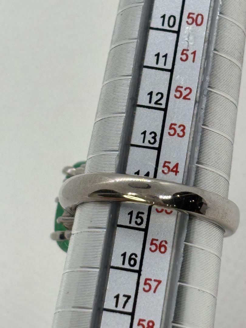 ヒスイ翡翠 、￼合成ダイヤモン付き、SILVER指輪リング14号（807） ヒスイ翡翠 、￼合成ダイヤモン付き、SILVER指輪リング14号（807