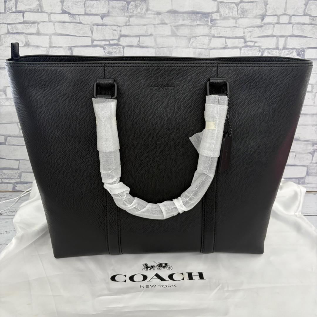 507.COACH ブラック レザー トートバッグ　コーチ　保存袋有