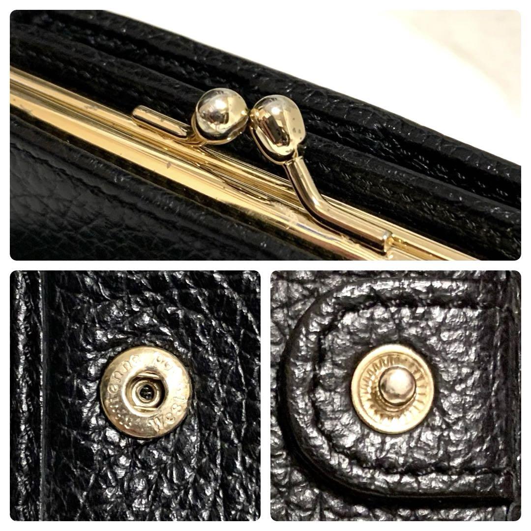 ✨美品✨ ヴィヴィアンウエストウッド　二つ折り財布　がま口　オーブ　レザー　黒