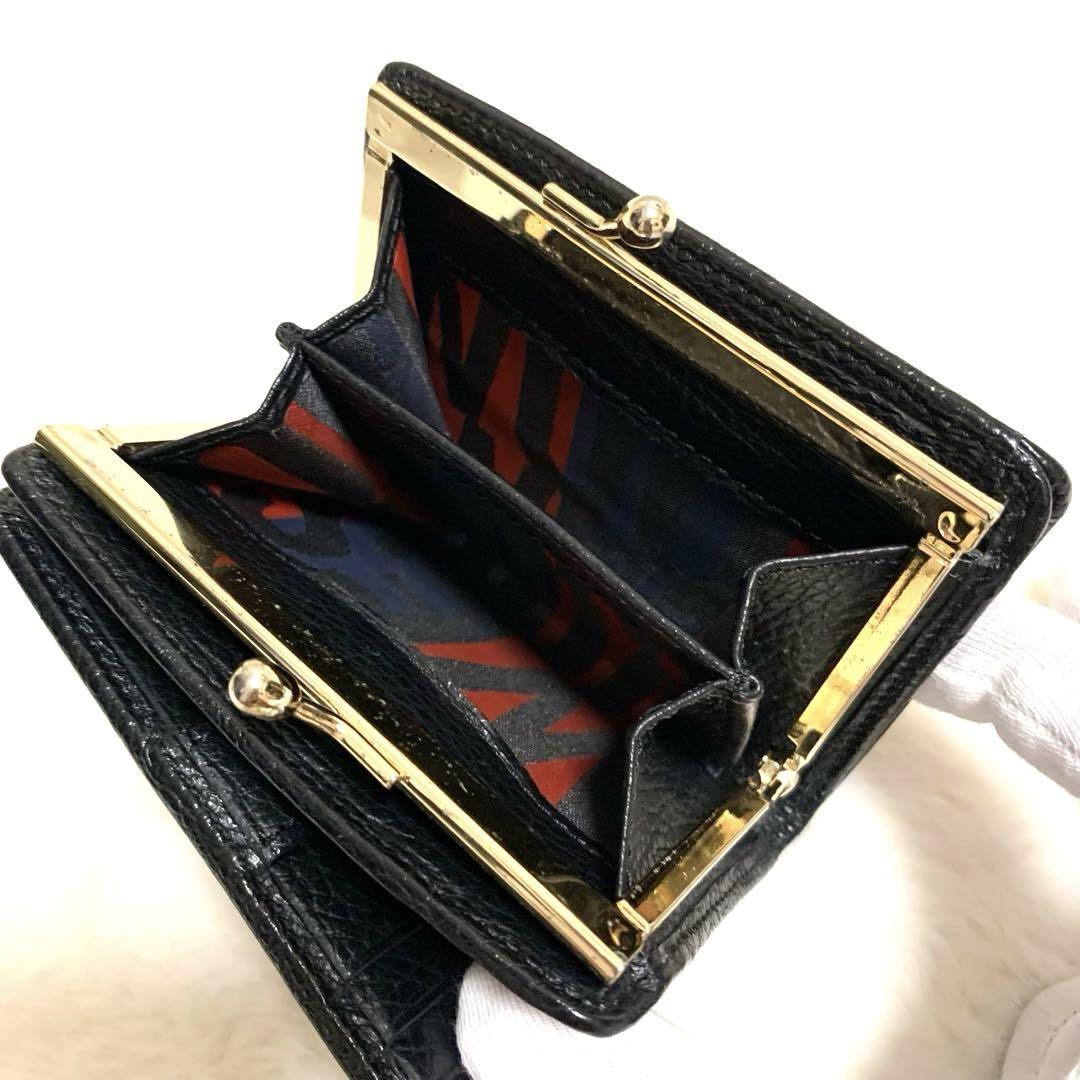 ✨美品✨ ヴィヴィアンウエストウッド　二つ折り財布　がま口　オーブ　レザー　黒