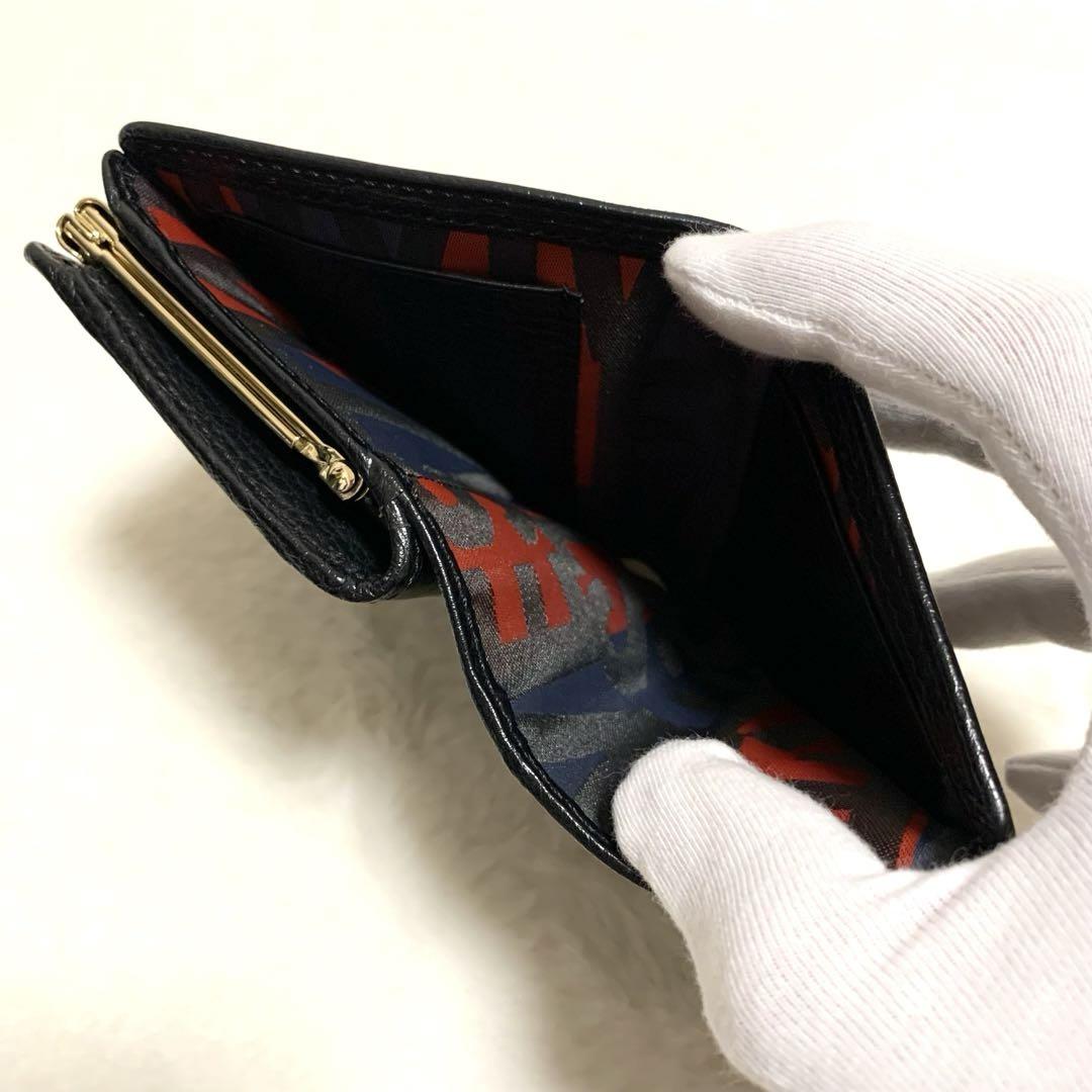 ✨美品✨ ヴィヴィアンウエストウッド　二つ折り財布　がま口　オーブ　レザー　黒