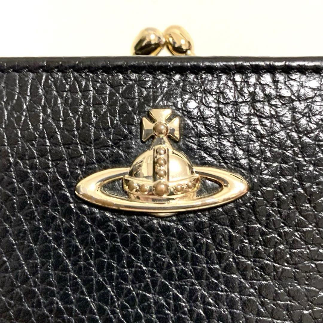 ✨美品✨ ヴィヴィアンウエストウッド　二つ折り財布　がま口　オーブ　レザー　黒