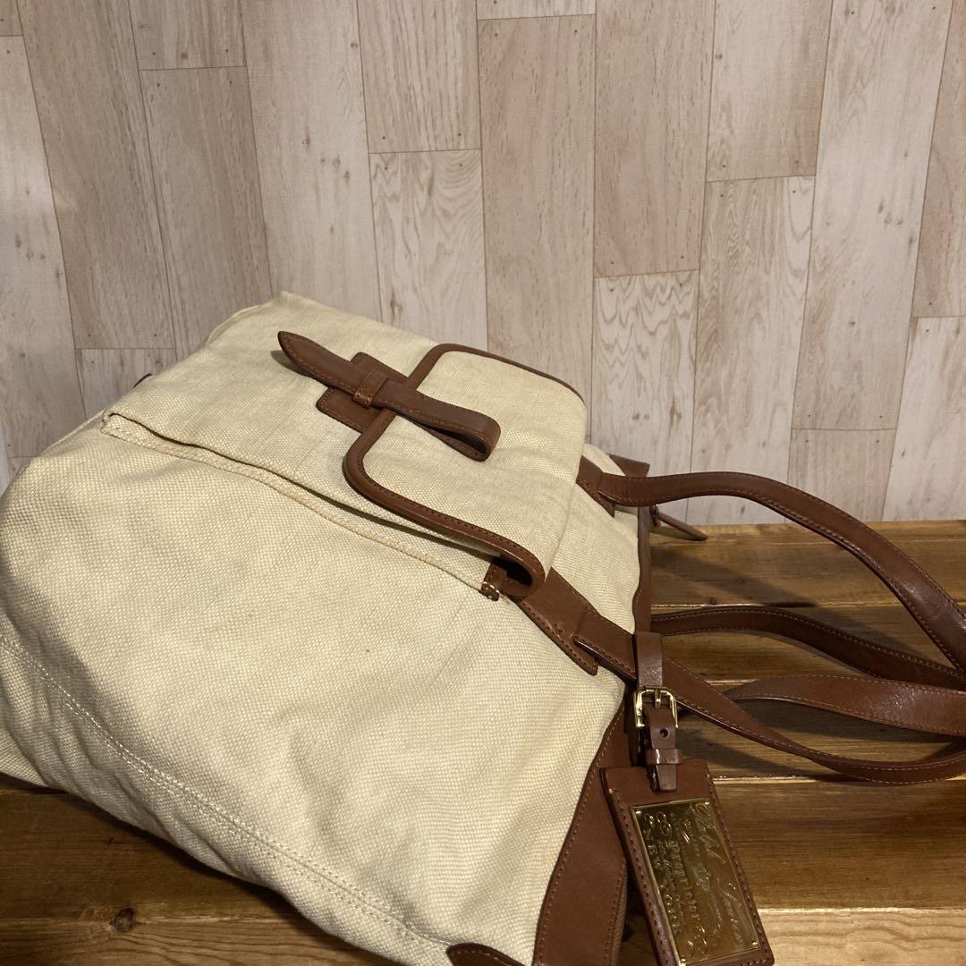 RALPH LAUREN　肩掛け可　チャーム　A4 キャンバス　レザー　トート