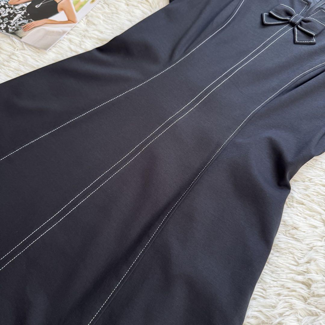 M'S GRACY 美品 リボン付きステッチアクセント ワンピース