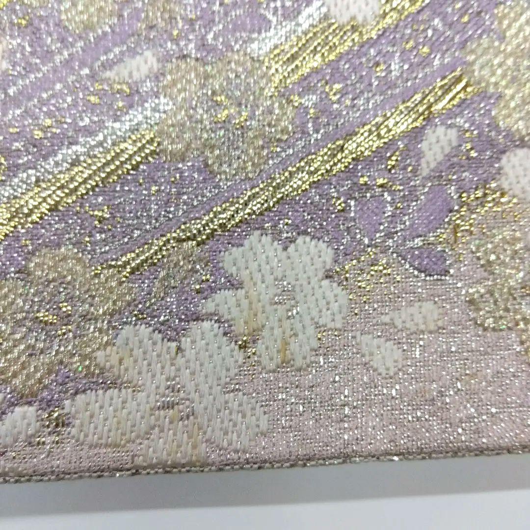 ［六通］　袋帯　蝶　桜 袋帯 秀品 蝶 桜 箔 金糸 墨色 六通 正絹