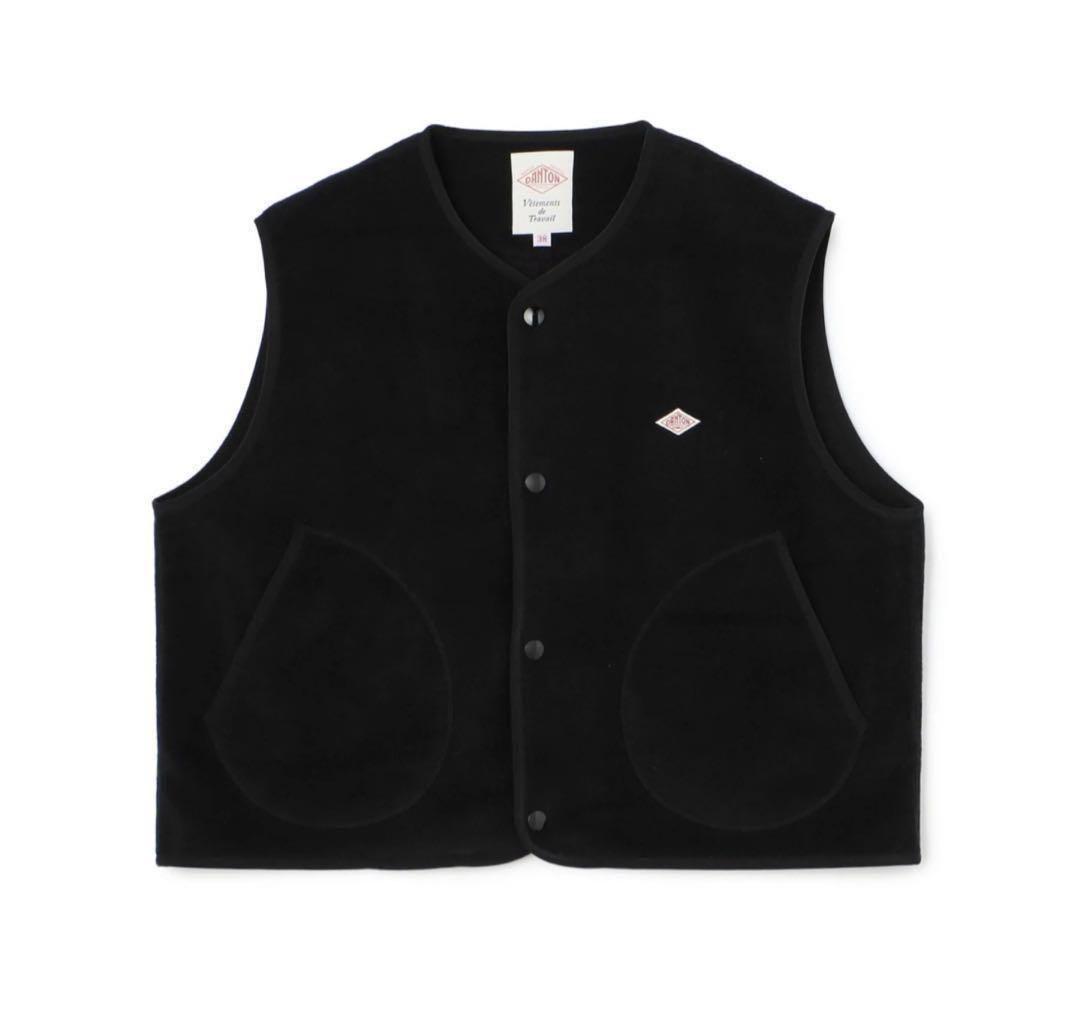 DANTON/ダントン フリースカラーレスベスト WOMEN ブラック36 DANTON/ダントン フリースカラーレスベスト WOMEN ブラック36