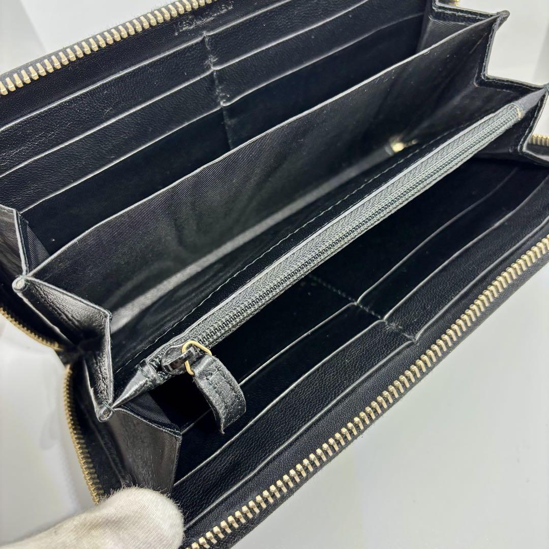 【希少】【良品】イヴサンローラン Yメール ラウンドファスナー 長財布 黒
