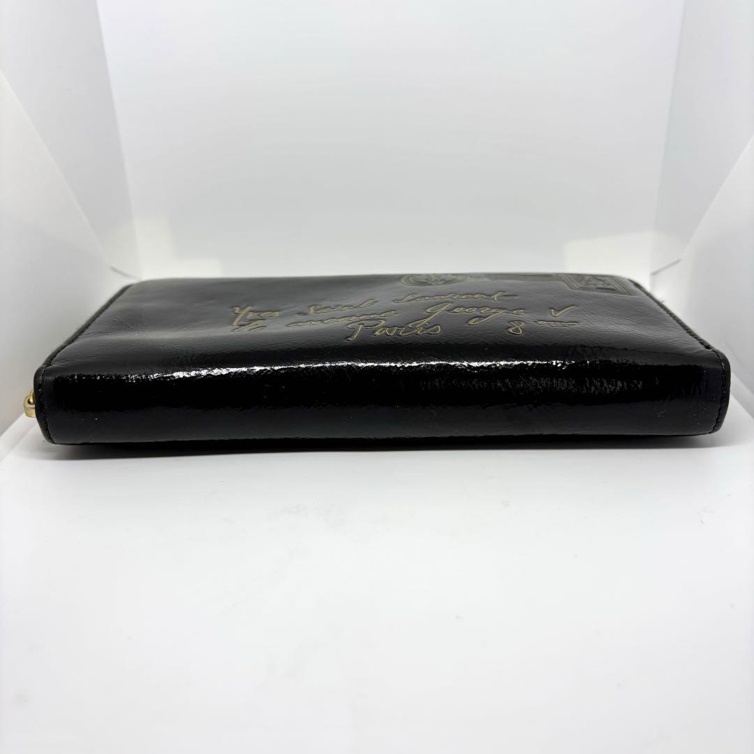 【希少】【良品】イヴサンローラン Yメール ラウンドファスナー 長財布 黒