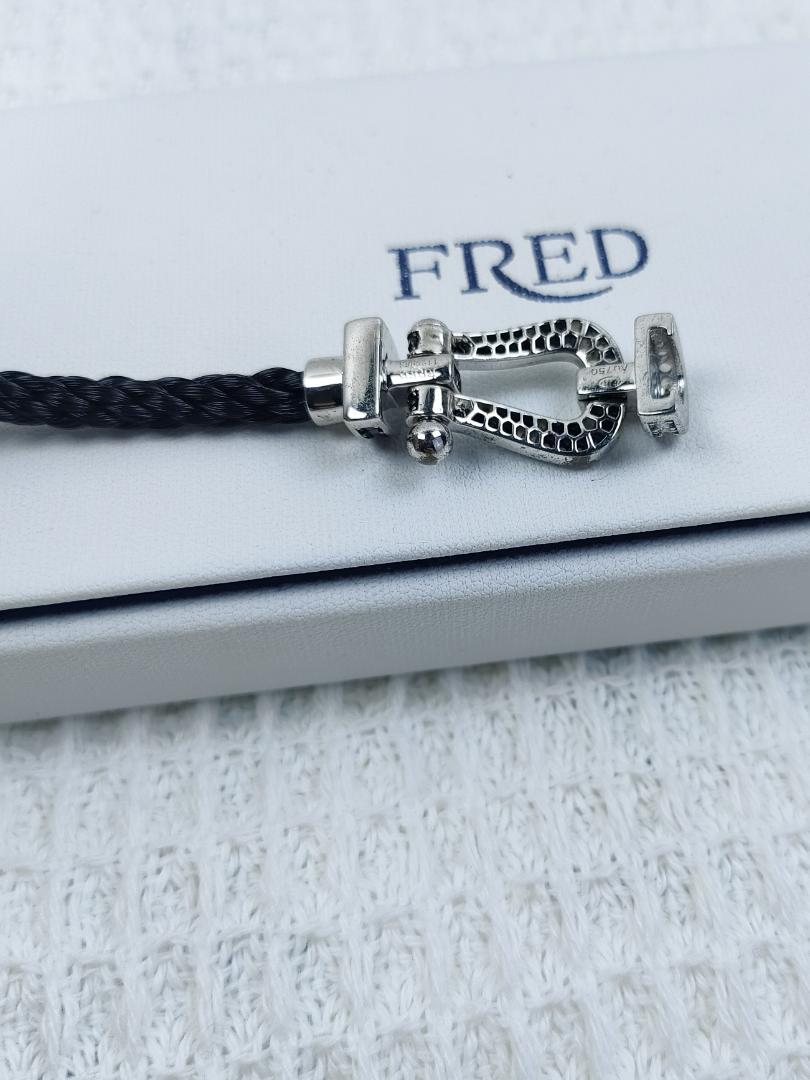 FRED ブラック編み込みレザーブレスレット ✨鑑定済み✨FRED ブラック編み込みレザーブレスレット 20CM