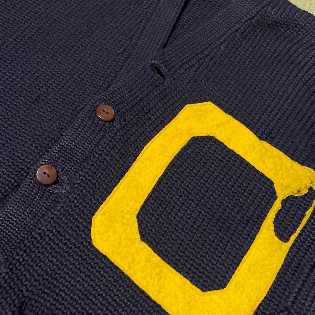 極厚★40s★ヴィンテージレタードカーディガン★ブラック★大きめサイズ★ 極厚★40s★ヴィンテージレタードカーディガン★ブラック★大きめサイズ★