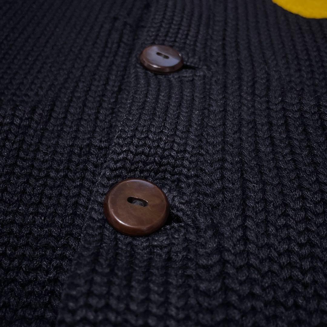 極厚★40s★ヴィンテージレタードカーディガン★ブラック★大きめサイズ★ 極厚★40s★ヴィンテージレタードカーディガン★ブラック★大きめサイズ★