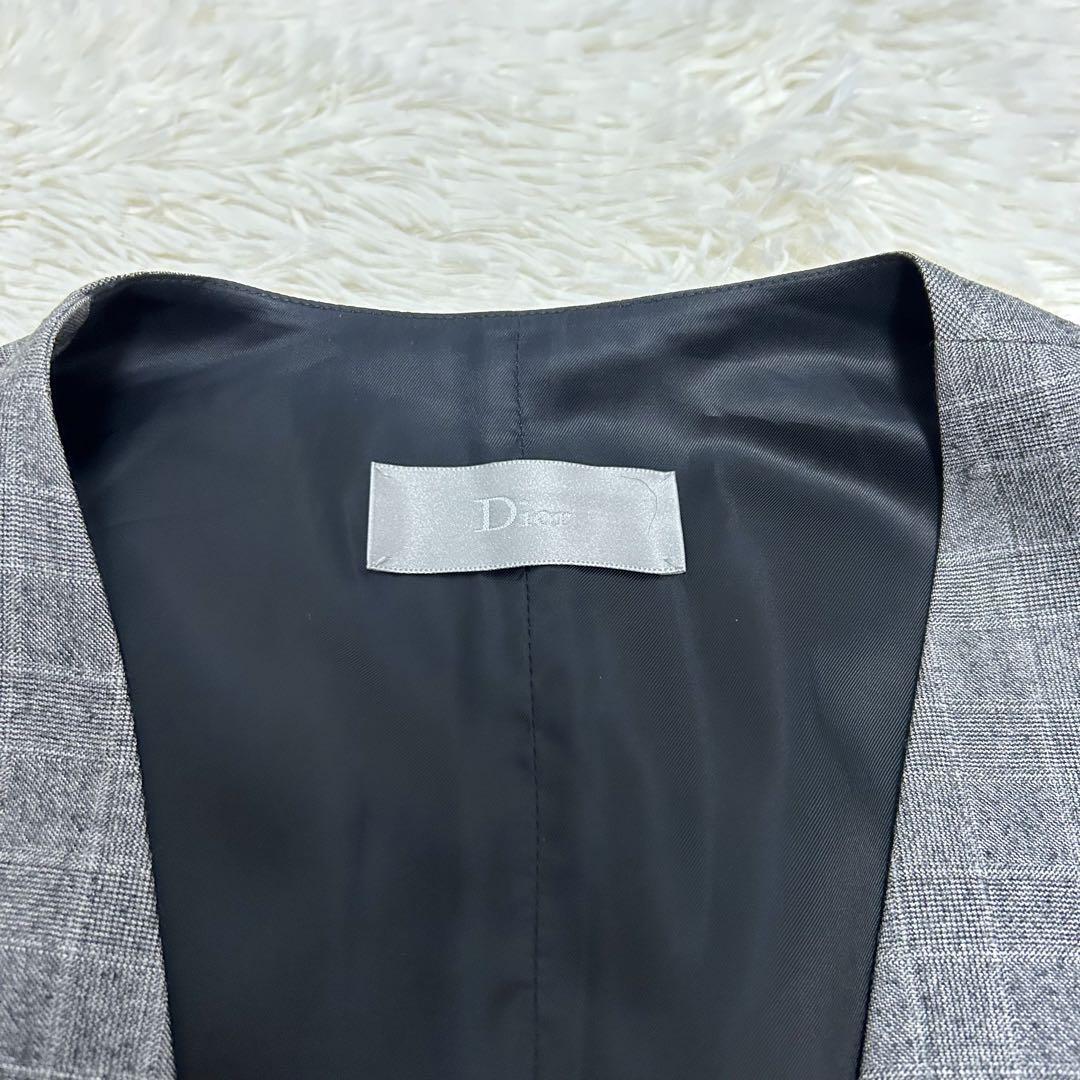 超希少　現行　Dior homme スリーピーススーツ　チェック　シルク混　毛