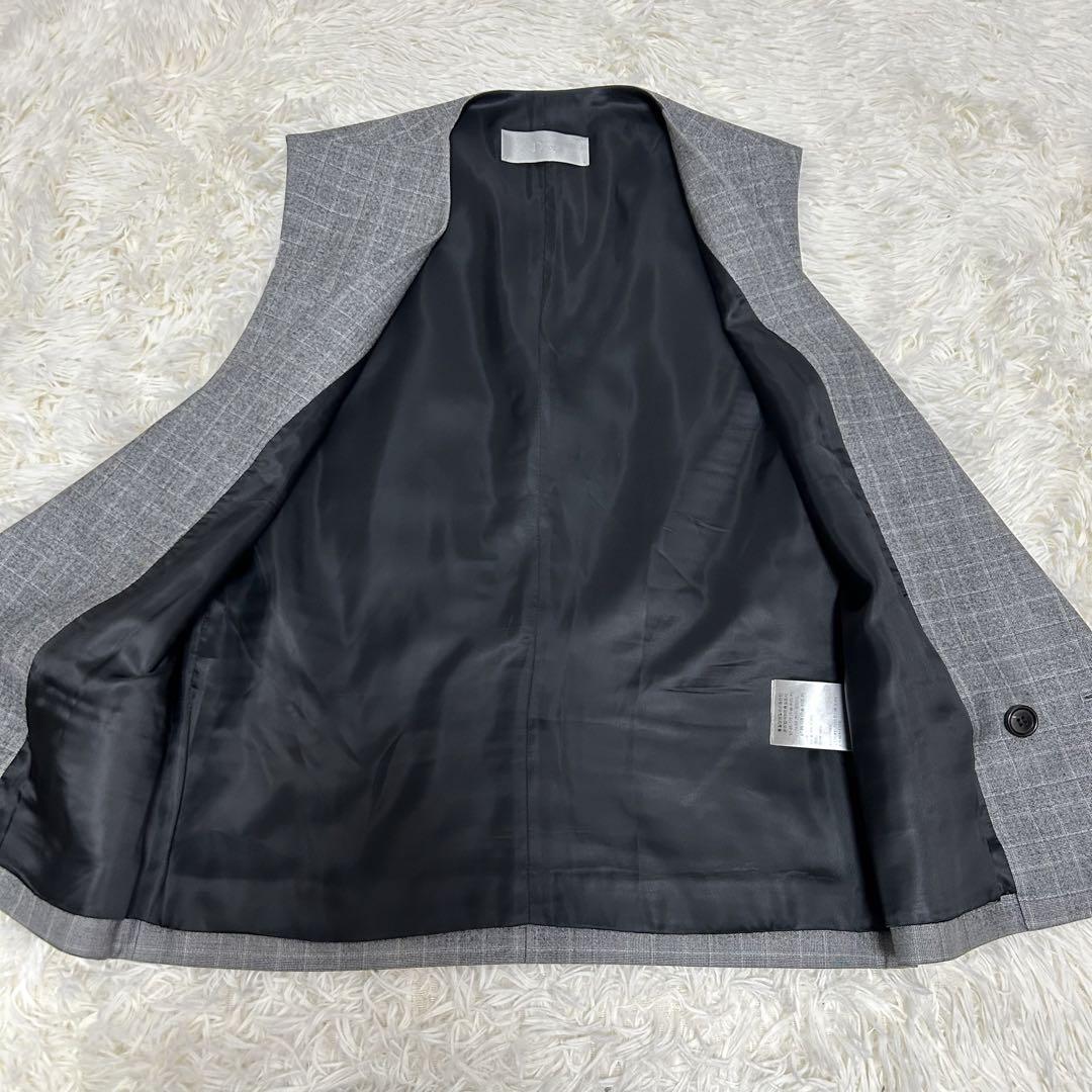 超希少　現行　Dior homme スリーピーススーツ　チェック　シルク混　毛