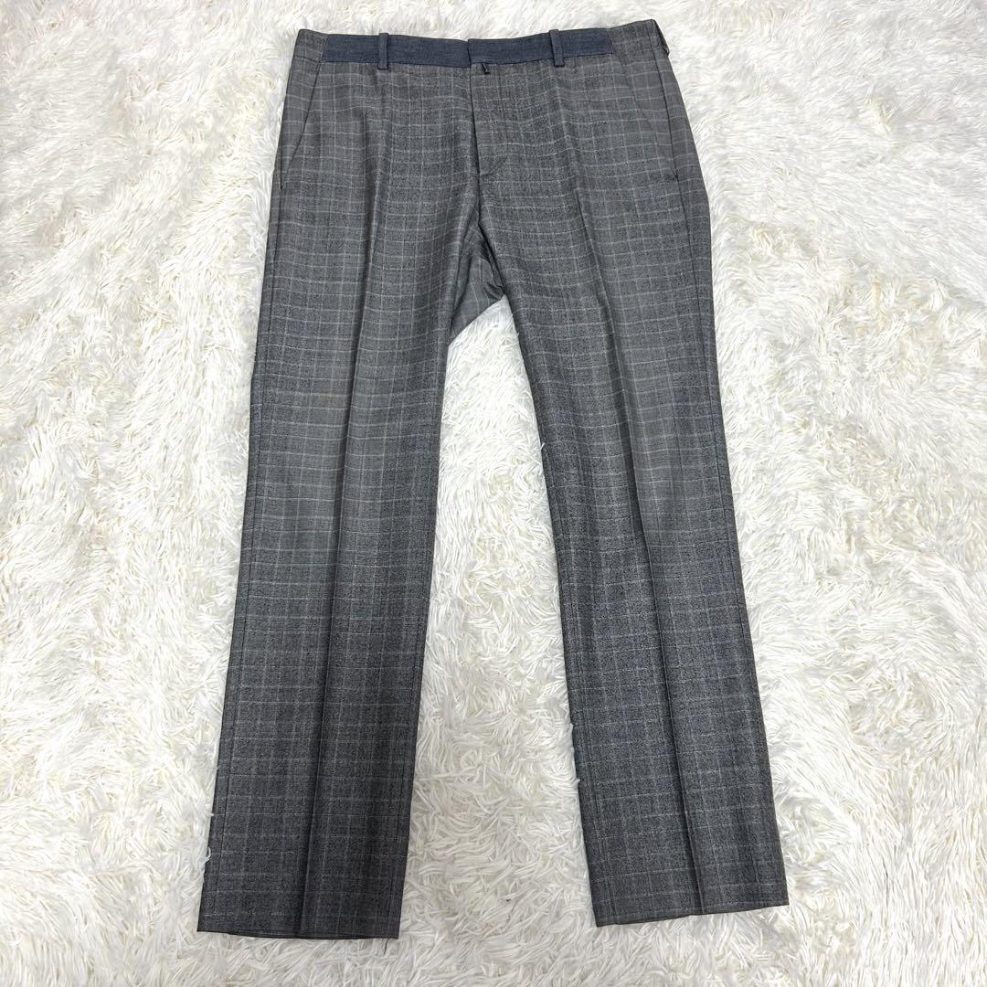超希少　現行　Dior homme スリーピーススーツ　チェック　シルク混　毛