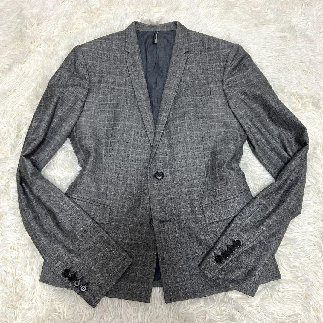 超希少　現行　Dior homme スリーピーススーツ　チェック　シルク混　毛